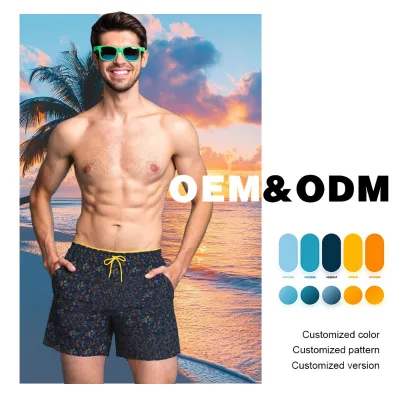Wholesale High Quality Summer Men's Board Shorts and Swim Trunks Polyester and Spandex Sweat Shorts with Phone Pocket