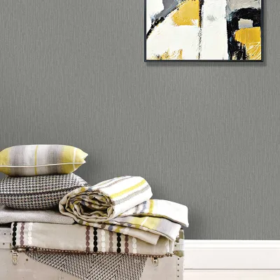 Low Price Wholesale Modern Solid Grey Color Home Wall Paper Rolls for Living Room Interior Decoration Non Woven Wallpaper