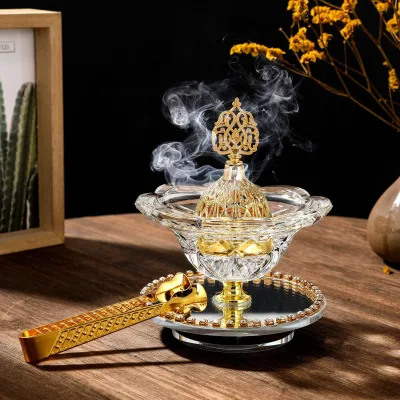 "Arabian Crystal Flower Glass Aromatherapy Diffuser with Rotatable Clip for Home Decor"