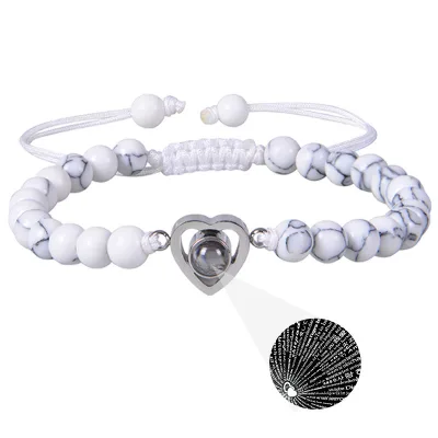 I Love You Jewelry Crystal Frosted Stone Woven Rope Stone Bracelet Multicolor Heart Beaded Bracelets