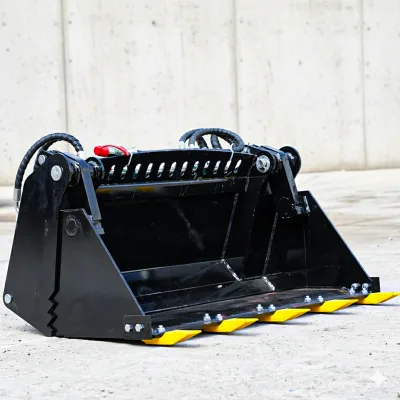 DIG-BOY 4-in-1 Hydraulic Clamshell Bucket with 5 Teeth for Mini Skid Steer Loader 300kg Rated Load Light Demolition & Spreading