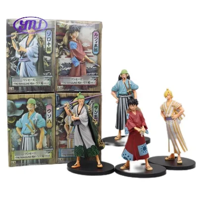 4 Styles 17CM Anime Figure 1 PIECE Luffy Sanji Zoro Usopp Wano Country Kimono Toys Cartoon Manga Figurine Gift