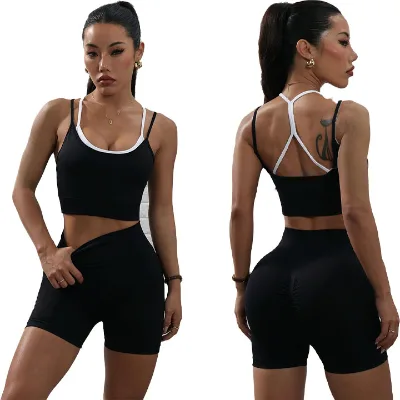 High Support Contrast Sports Bra for Women Fitness Training Yoga Workout Gym Tank Tops with Front Logo Sport Bra