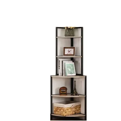 ASAGLE Corner Shelf 4-Tier Bookshelf Storage Rack Plant Stand Rustic Wood Accent Industrial Furniture with Metal Frame