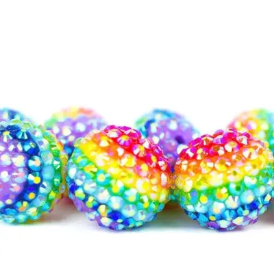 Colorful Striped Resin Rhinestone Ball 10mm-22mm Jewelry Making Acrylic Crystal Gumball Chunky Beads Diamond Bubblegum Beads Pen