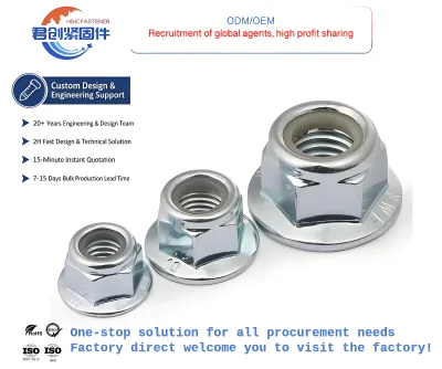 Customized Metric Carbon Steel Hex Flange Lock Nut M8 Carbon Steel with Zinc Plated Finish