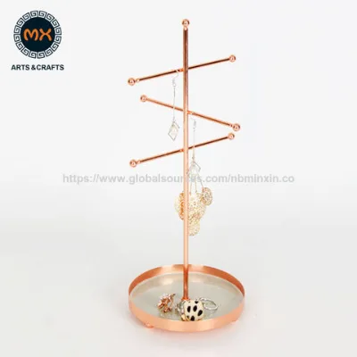 Metal jewelry rack display stand holder rose gold jewelry organizer display