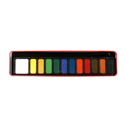 Solid Watercolor Paint Palette 12 Vibrant Square Pans Lightfast Watercolor Set for Beginners Student Outdoor Drawing Supply