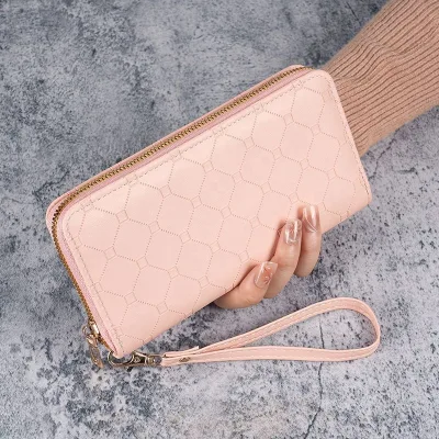 2026 New Style Geometric Portable Wallet Cute Long Large Capacity Women's Multi-Card PU Zipper Clutch Phone Bag Daily Matching