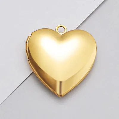 Stainless Steel Gold Heart Photo Locket Beading Supplies-Photo Frame Pendant Accessory