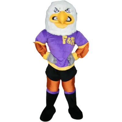 Custom Animal Bird Purple T-shirt Eagle Mascot Costumes With Muscles
