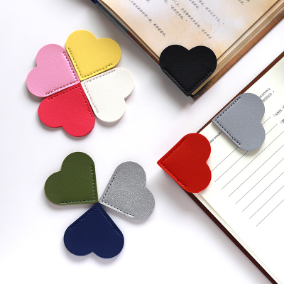Heart Shaped Creative Ins-style Simple Leather Bookmarks, Pu Portable Heart-shaped Bookmarks, Student Reading Book Bookmarks