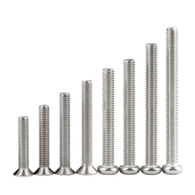304 Stainless Steel Switch Pane Screw M4 Flat Countersunk Head Thread Screws Bolt Cross Round Head Machine Screw