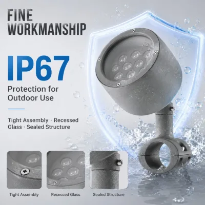 Hoop Clamp Mounted Wall Wash Flood Light Multi-Beam Angle Lens 10°-90° Die-cast Aluminum Casing for Park Tree
