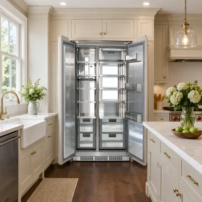 36 Inch Built in Refrigerator Side by Side 304 Stainless Steel Panel Ready Counter Depth Fridge Freezer Combo