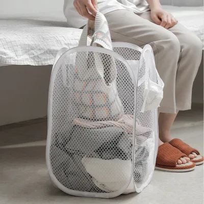 Breathable Collapsible Mesh Solid Color Outdoor Travel Portability Dirty Laundry Basket