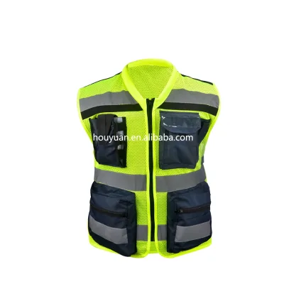 High Visibility Reflective Vest Adjustable Men Women Work Cycling Runner Surveyor Safety Vest With Pockets