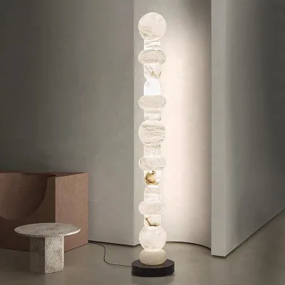 Spanish Natural Marble Floor Lamps for Living Room, Bedroom, Study, Villa, Exhibition Hall and Sofa Side Decoration