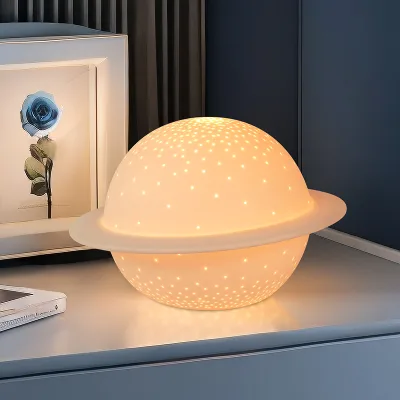 Factory Low Price Ceramic Design Table Lamp Earth Shape Hotel/restaurant Table Night Light Cute