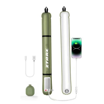 ZTARX Patent Outdoor Folding Inflatable Solar Camping Light Tube Light Waterproof Magnetic Suction Air Column Design