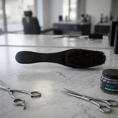 Black Sandalwood Handle Wild Boar Bristle Beard Brush Men Beard Oil Application Grooming