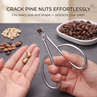 Stainless Steel Pine Nut Sheller Cracker Manual Nut Opener Fits All Sizes Shapes Whole Kernels Protect Teeth Kitchen Tool
