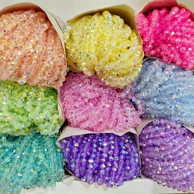 6mm Crystal Flat Beads AB Coating Faceted Loose Beads Pastel Color for Jewelry Making Clothing Accessories DIY Craft Supplies