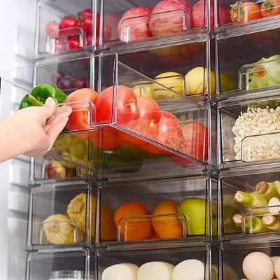 2024 Wholesale Refrigerator Organizer Bins Save Space Kitchen Food Storage Container Organizer Plastic Fridge Organizer