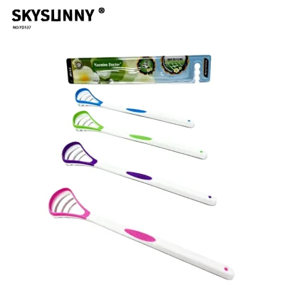 Wholesale Disposable Tongue Cleaner Ergonomic Non Slip Handle Plastic Tongue Scraper Oral Hygiene Tool Custom Logo