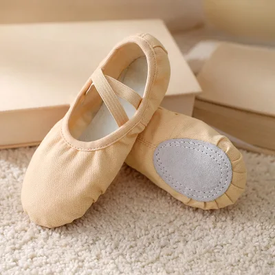 Kids Canvas Ballet Shoes Split Sole Dance Slippers Anti Slip Soft Gymnastics Shoes for Dance Practice