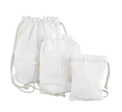 Recyclable Fabric Drawstring Canvas Bag Sublimation Custom Logo Three Sizes Available