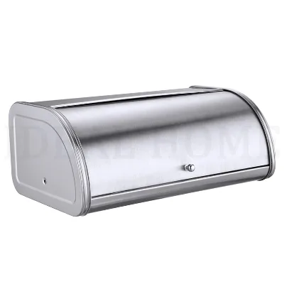 Easy Kitchen Counter Storage Bread Bin Carbon Steel Bread Box with Roll up Lid