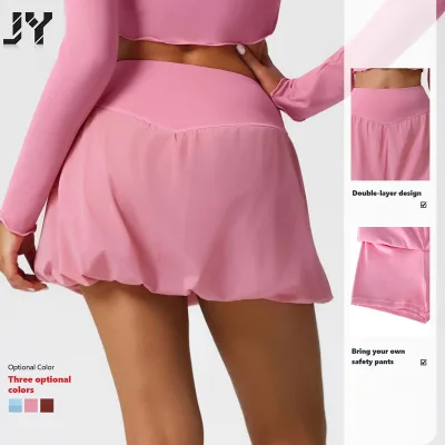JY Newly Arrival Breathable Cloud Shaped Design High Aesthetic Sports Shorts for Women with Micro Pleated Yoga Sleeveless Pants