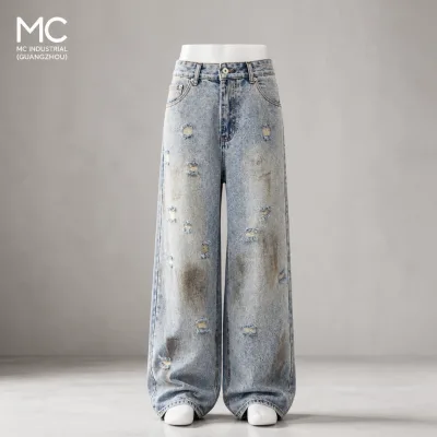Vintage American for Wash Denim Straight Loose Fit Men's Jeans