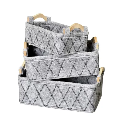 Home Bedroom Natural Wicker Multifunctional Foldable Storage Basket with Handles