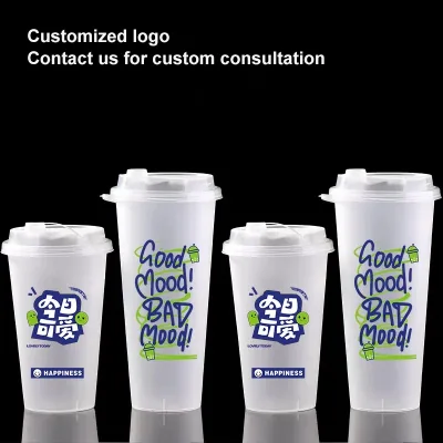 Baida Custom Silk Screen Printed PP Clear 90mm Diameter Cups Restaurants Pubs Cafeterias Smoothie Bars Logo Design BD-PP