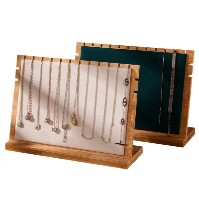 Unique Wood Necklace Display Stand with Detachable Holder and Multiple Jewelry Display Racks