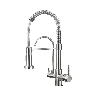 Modern Design Matte Black 2 Handle Single-Hole Brass Kitchen Faucet 3-in-1 Water Filter Purifier Reverse Osmosis System