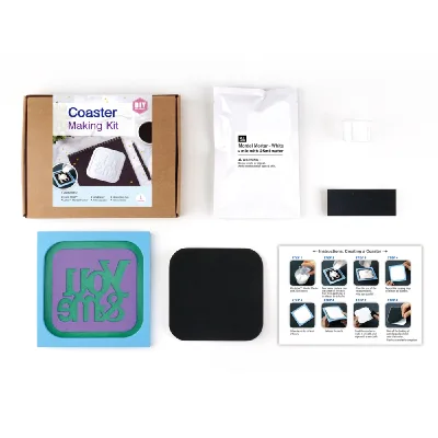 Coaster Making Kit Square Stone Customized Handmade DIY Craft Set with Mold and Instructions