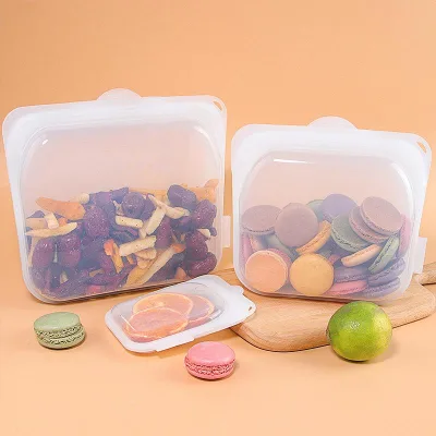 Wholesale Custom Reusable Food Grade Silicone Ziplock Storage Bag Pouch Freezer Safe for Food Storage
