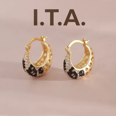 Women's Iron Golden Hollowed-Out Niche Open-Ring Hoop Earrings Gold-Plated Leopard Snake Patterns High-End Statement