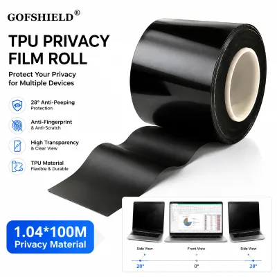 GOFSHIELD TPU Privacy Filter 1.04x100m Roll 180° Anti-Peeping Anti-Glare Anti-Oil Anti-Fingerprint Full Coverage Ultra-Thin GPS