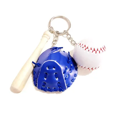 Mini Set Cartoon Baseball Key Chains Leather/Wood/Metal Materials Letterpress Printing-Cute Custom Logo for Gift Promotion