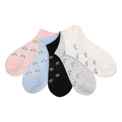 Colorful Cotton Women Lovely Flower Summer Low Cut Ankle Socks Girl No Show Boat Invisible Socks