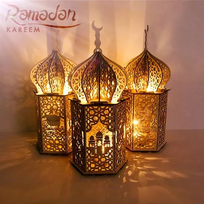 35X15X15cm Ramadan Decorations for Home LED Wooden Crafts EID MUBARAK Islamic Muslim Pendants Event Party Supplies