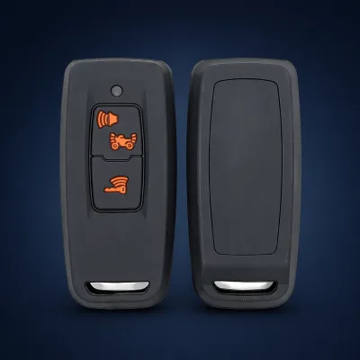 Silicone Key Fob Cover for Honda Motorcycle 3-Button Smart Key Shockproof Food Grade 1.7mm Black Orange OEM ODM Factory MOQ 1PC