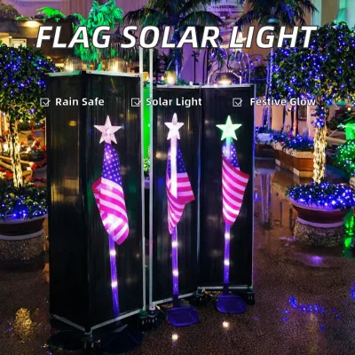 Upgraded Waterproof Solar Powered LED American USA UK Canada Flag Garden Stake Lights Customizable Solar National Flag Light