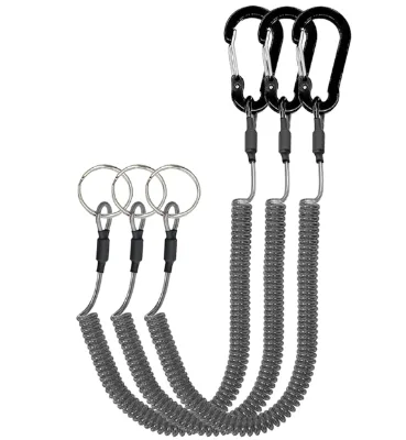 Retractable Safety Coiled Lanyard with Aluminium Alloy Carabiner Clip