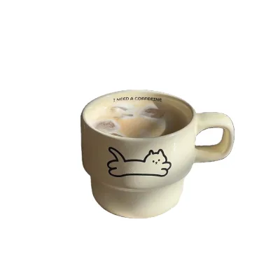 Cute cat Cup Ceramic couple cups souvenir gift high temperature resistant ceramic coffee mug water cup