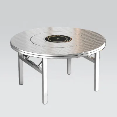 Hot Selling Industrial Iron Stainless Steel Dining Turntable Leather Top Foldable Durable Water Resistant Hotel Restaurant